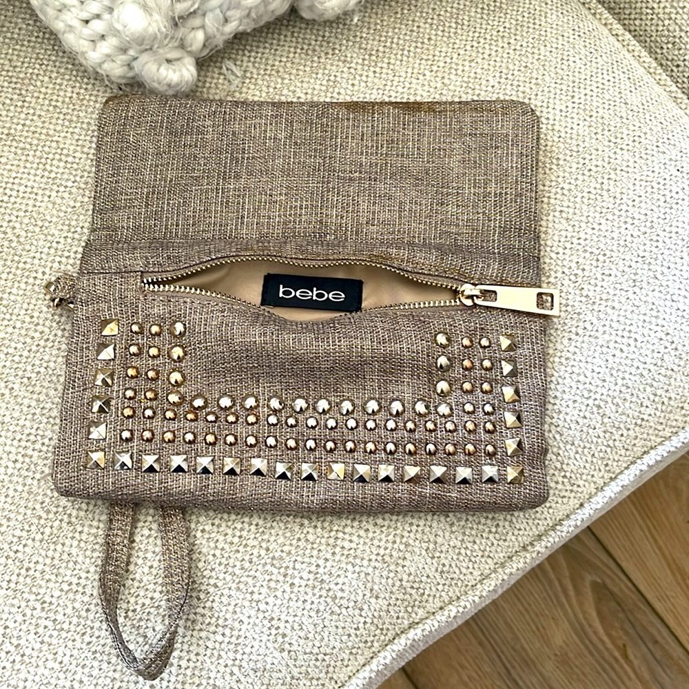 Bebe natural fibre wristlet - studded, in lovely condition!